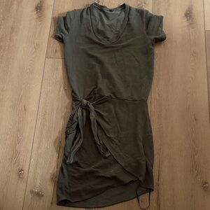 Monrow Asymmetrical Olive Dress